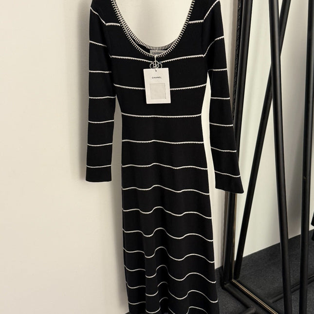 CHANEL 25S STRIPED KNIT SWEATER DRESS 335