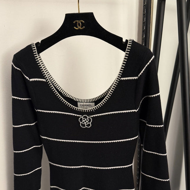 CHANEL 25S STRIPED KNIT SWEATER DRESS 335