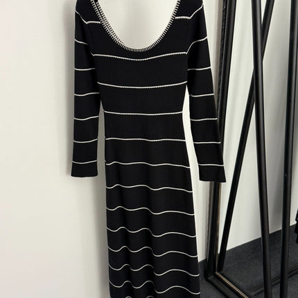 CHANEL 25S STRIPED KNIT SWEATER DRESS 335