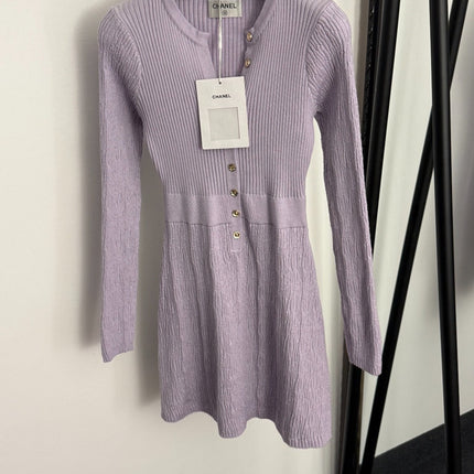 CHANEL 25S LONG-SLEEVE KNIT DRESS 334