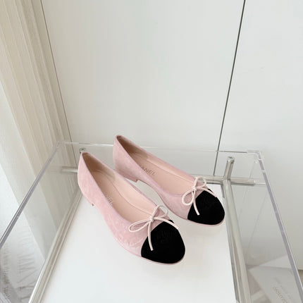 BALLET FLAT IN BABY PINK MIX BLACK SUEDE