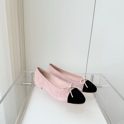 BALLET FLAT IN BABY PINK MIX BLACK SUEDE