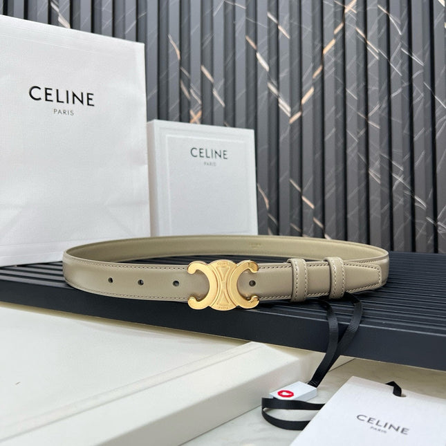 CL TRIOMPHE 25 MM BELT IN OLIVE GREEN CALFSKIN GOLD HARDWARE
