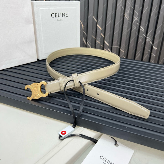 CL TRIOMPHE 25 MM BELT IN OLIVE GREEN CALFSKIN GOLD HARDWARE
