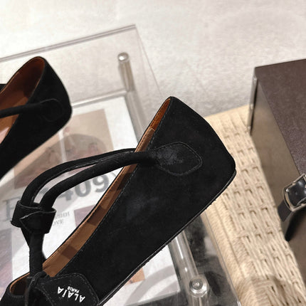 ALAIA 25S BALLET TECKEL IN BLACK SUEDE