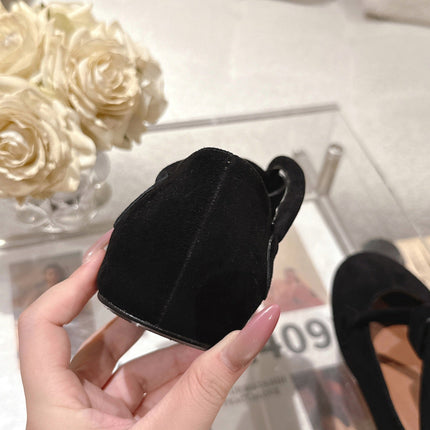 ALAIA 25S BALLET TECKEL IN BLACK SUEDE