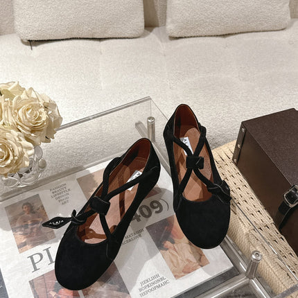 ALAIA 25S BALLET TECKEL IN BLACK SUEDE