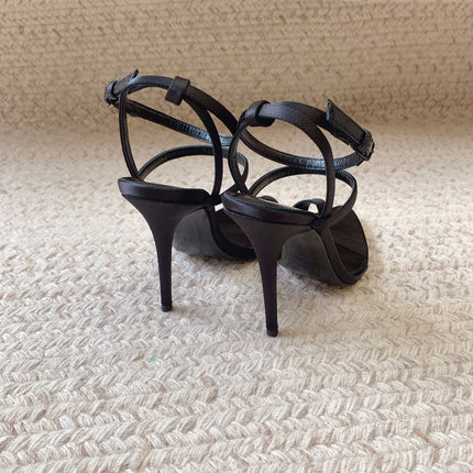 HIGH FLIP FLOPS SANDAL WITH STRAP IN BLACK SILK