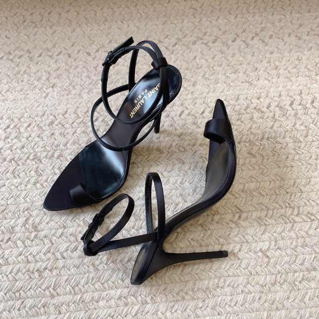 HIGH FLIP FLOPS SANDAL WITH STRAP IN BLACK SILK