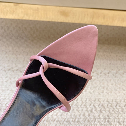 STRAPPY HIGH HEEL SANDALS IN PINK SILK