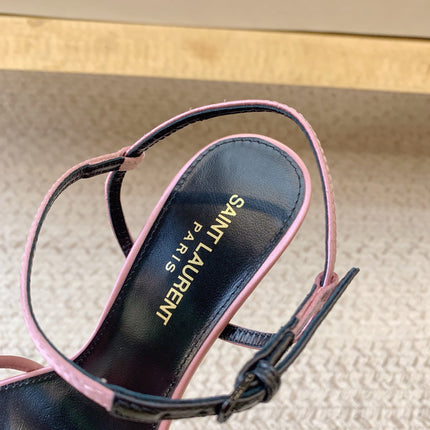 STRAPPY HIGH HEEL SANDALS IN PINK SILK