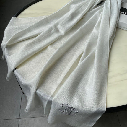 SCARF 210 CM IN IVORY WHITE CASHMERE  402210