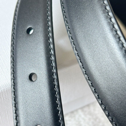 TRIOMPHE BELT 24MM IN BLACK CALFSKIN WITH LEATHER BUCKLE GOLD HARDWARE