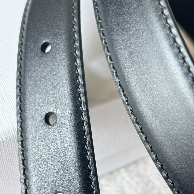 TRIOMPHE BELT 24MM IN BLACK CALFSKIN WITH LEATHER BUCKLE GOLD HARDWARE