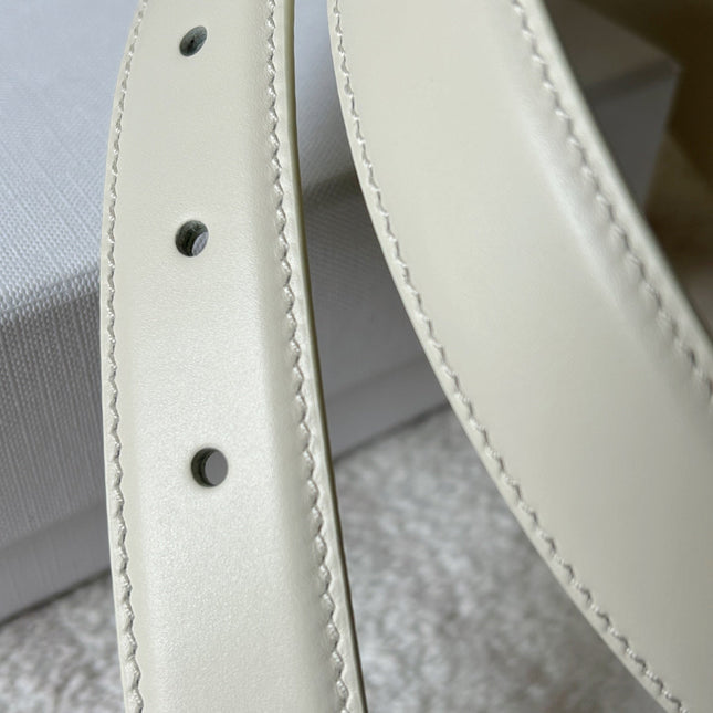 TRIOMPHE BELT 24MM IN WHITE CALFSKIN WITH LEATHER BUCKLE
