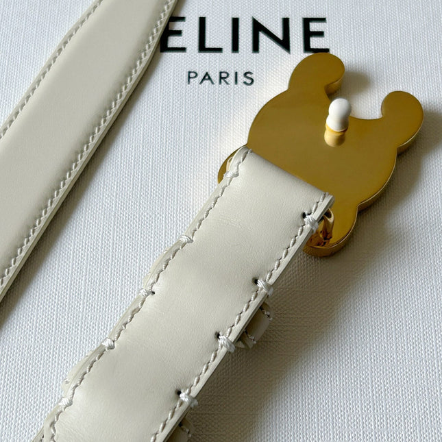 TRIOMPHE BELT 24MM IN WHITE CALFSKIN WITH LEATHER BUCKLE