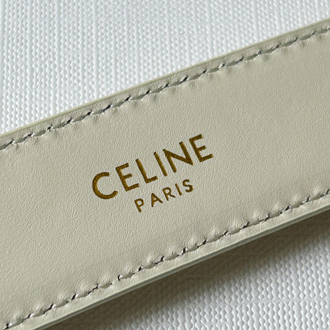 TRIOMPHE BELT 24MM IN WHITE CALFSKIN WITH LEATHER BUCKLE