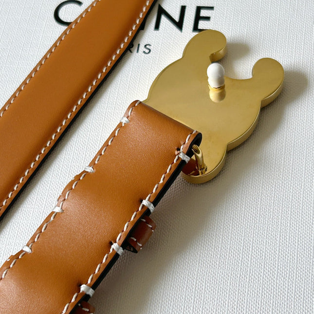 TRIOMPHE BELT 24MM IN BROWN CALFSKIN WITH LEATHER BUCKLE