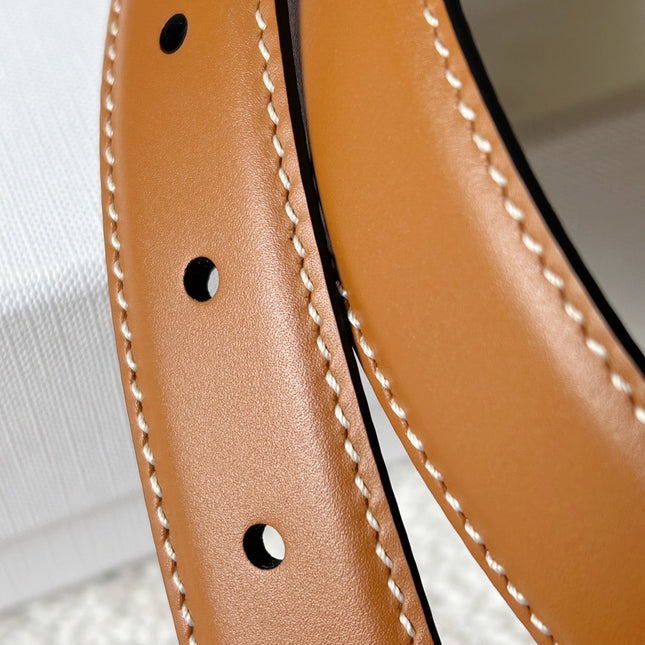 TRIOMPHE BELT 24MM IN BROWN CALFSKIN WITH LEATHER BUCKLE