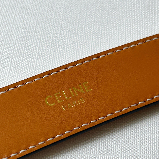 TRIOMPHE BELT 24MM IN BROWN CALFSKIN WITH LEATHER BUCKLE