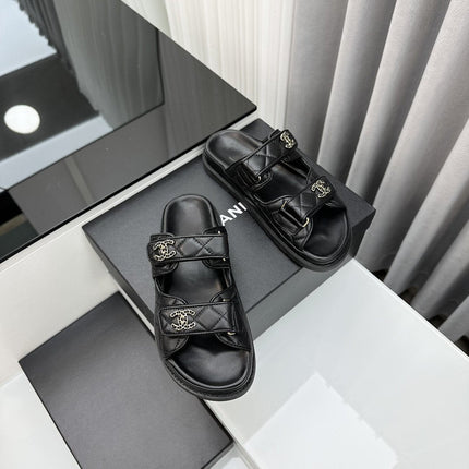 dad sandals black lambskin mules