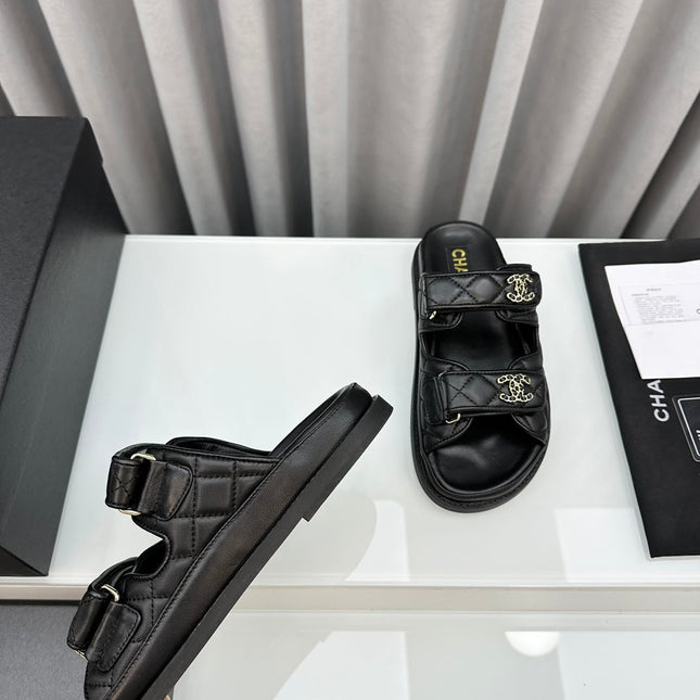 dad sandals black lambskin mules