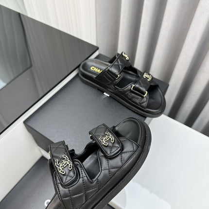 dad sandals black lambskin mules