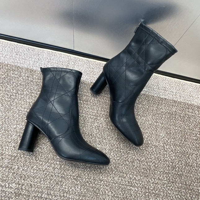 DIOR 25S D-SHADOW COUTURE SERIES ANKLE BOOTS 90MM IN BLACK CALFSKIN