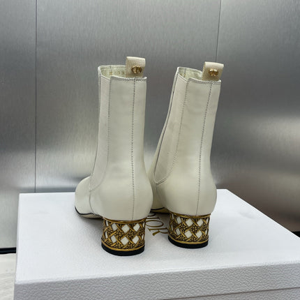 DIOR 25S ANKLE BOOT IN WHITE CALFSKIN