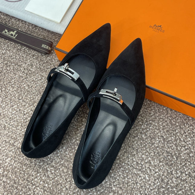 KIARA FLAT PUMP IN BLACK SUEDE