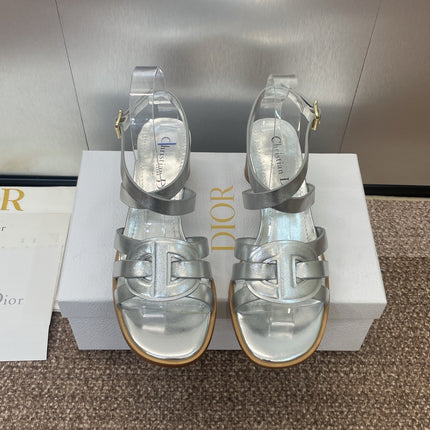 D-CLUB HIGH HEEL SLIDE 25S 55MM IN SILVER GLOSSY CALFSKIN