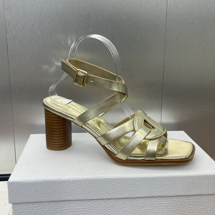 D-CLUB HIGH HEEL SLIDE 25S 80MM IN GOLD GLOSSY CALFSKIN