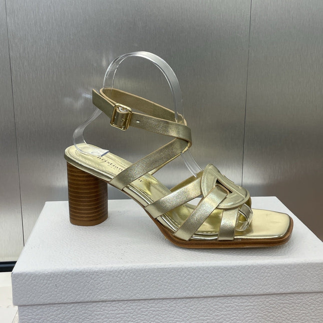 D-CLUB HIGH HEEL SLIDE 25S 80MM IN GOLD GLOSSY CALFSKIN