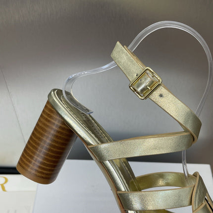 D-CLUB HIGH HEEL SLIDE 25S 80MM IN GOLD GLOSSY CALFSKIN