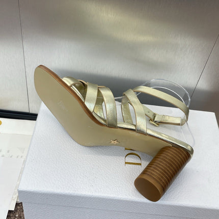 D-CLUB HIGH HEEL SLIDE 25S 80MM IN GOLD GLOSSY CALFSKIN
