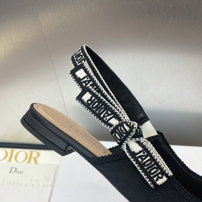 J'ADIOR SLINGBACK 25S IN BLACK QUAKE OBLIQUE EMBROIDERED FABRIC