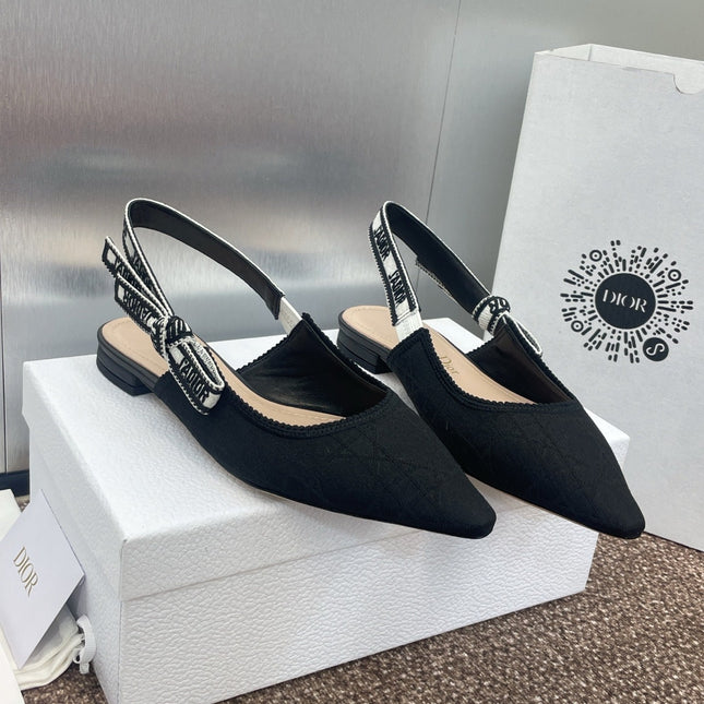 J'ADIOR SLINGBACK 25S IN BLACK QUAKE OBLIQUE EMBROIDERED FABRIC