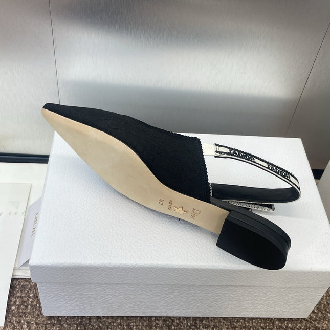 J'ADIOR SLINGBACK 25S IN BLACK QUAKE OBLIQUE EMBROIDERED FABRIC