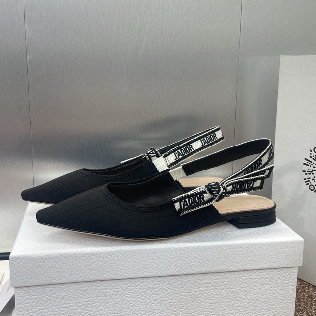 J'ADIOR SLINGBACK 25S IN BLACK QUAKE OBLIQUE EMBROIDERED FABRIC