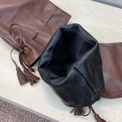 YSL 25S HIGH‑HEEL FRINGED MARTIN BOOTS 90 MM IN DARK BROWN LAMBSKIN