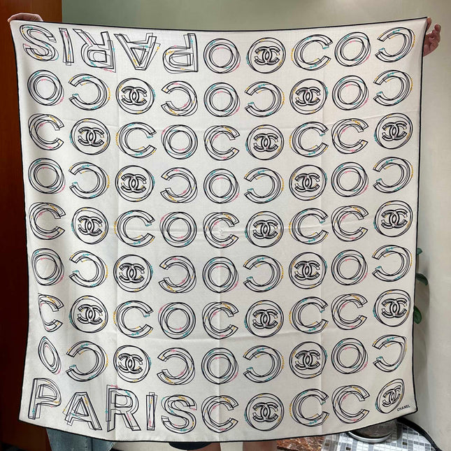 SQUARE SCARF 140 CM IN WHITE MONOGRAM SILK 403989