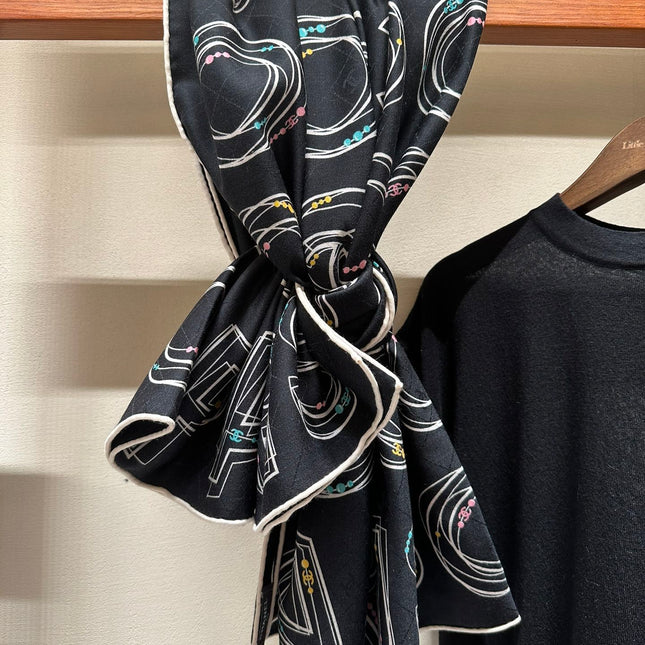 SQUARE SCARF 140 CM IN BLACK MONOGRAM SILK 403990