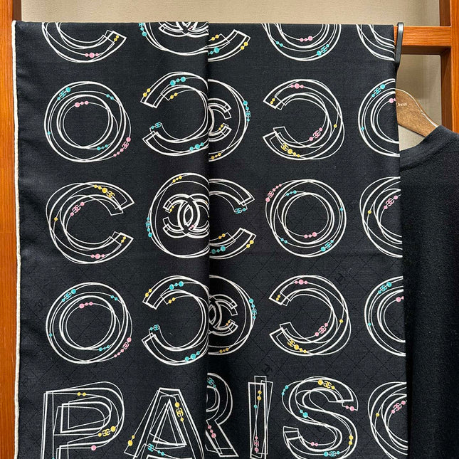 SQUARE SCARF 140 CM IN BLACK MONOGRAM SILK 403990