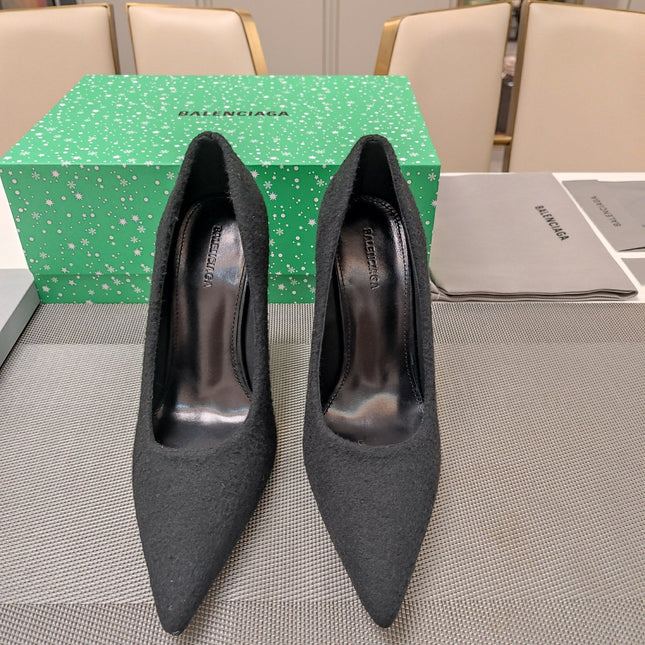 HIGH HEEL PUMPS 90MM IN BLACK WOOL