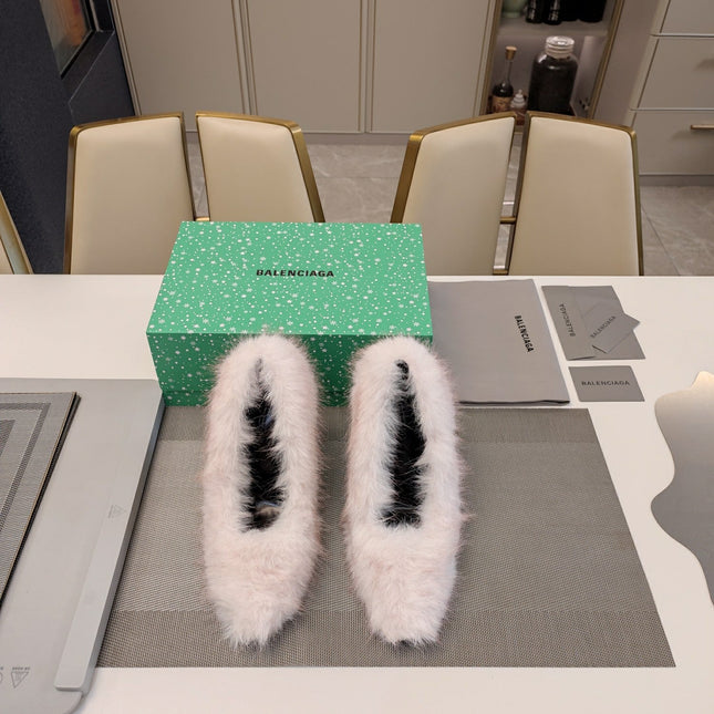 FURRY PUMPS 90MM IN HEAVEN PINK FOX FUR