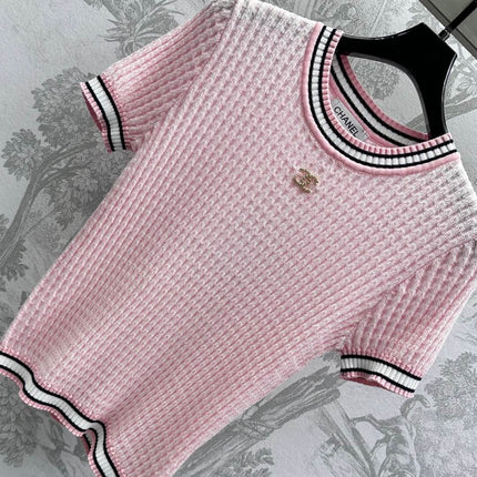 CHANEL CREW NECK SHORT-SLEEVE KNIT TOP 263649
