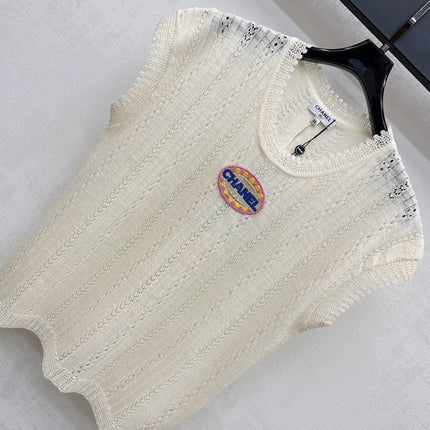 CHANEL SHORT SLEEVE CREW NECK KNIT TOP 273771