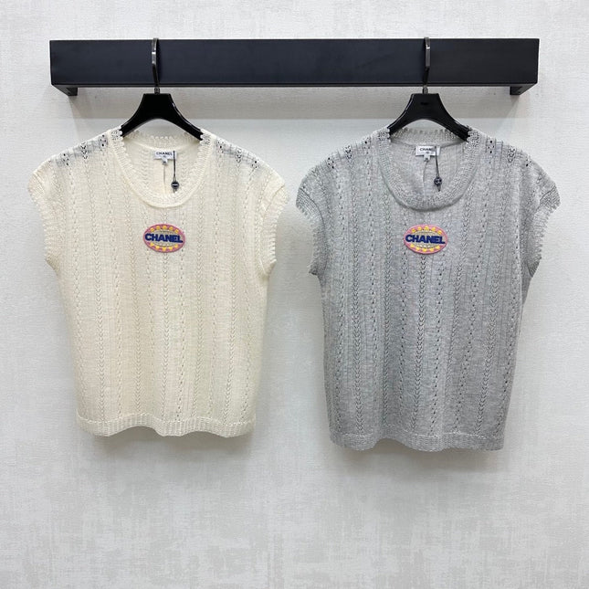 CHANEL SHORT SLEEVE CREW NECK KNIT TOP 273771