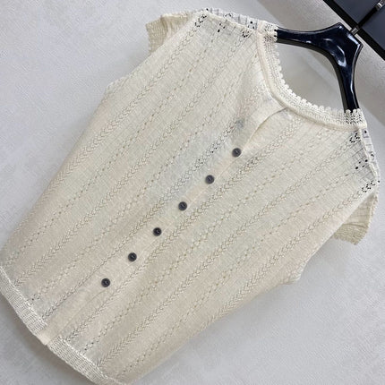 CHANEL SHORT SLEEVE CREW NECK KNIT TOP 273771