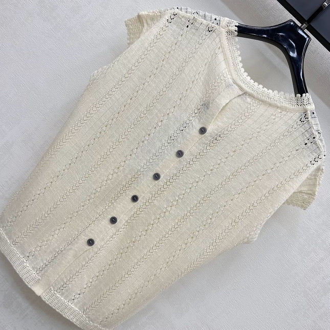 CHANEL SHORT SLEEVE CREW NECK KNIT TOP 273771
